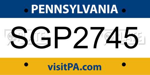 SGP2745 Pennsylvania License Plate