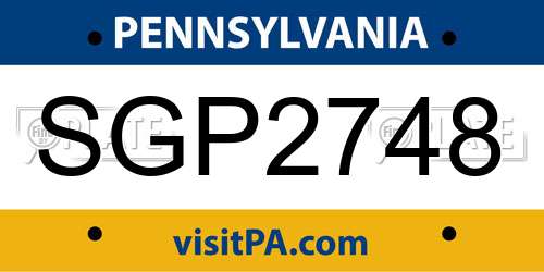SGP2748 Pennsylvania License Plate