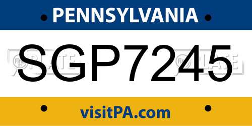 SGP7245 Pennsylvania License Plate