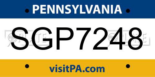SGP7248 Pennsylvania License Plate