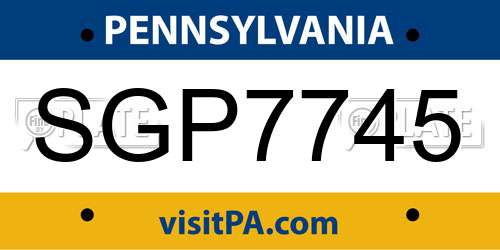 SGP7745 Pennsylvania License Plate