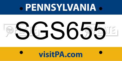 SGS655 Pennsylvania License Plate