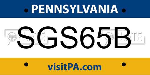 SGS65B Pennsylvania License Plate