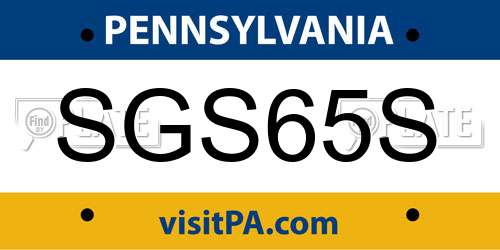 SGS65S Pennsylvania License Plate