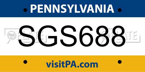 SGS688 Pennsylvania License Plate