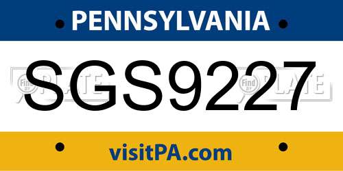 SGS9227 Pennsylvania License Plate