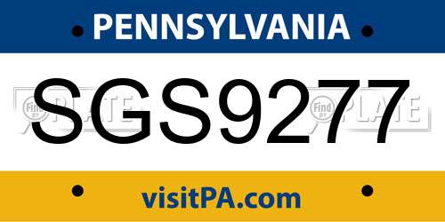 SGS9277 Pennsylvania License Plate