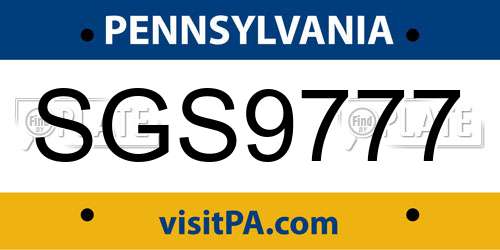SGS9777 Pennsylvania License Plate