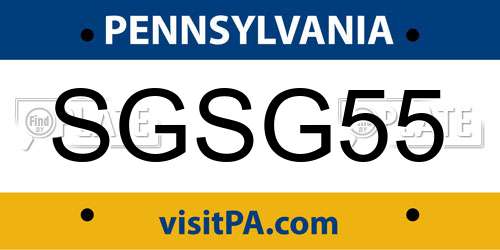 SGSG55 Pennsylvania License Plate