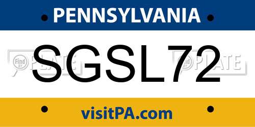 SGSL72 Pennsylvania License Plate