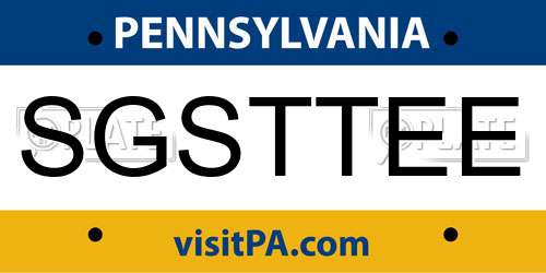 SGSTTEE Pennsylvania License Plate