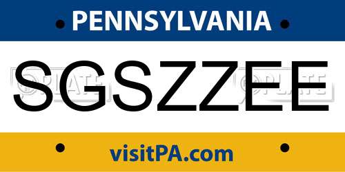 SGSZZEE Pennsylvania License Plate