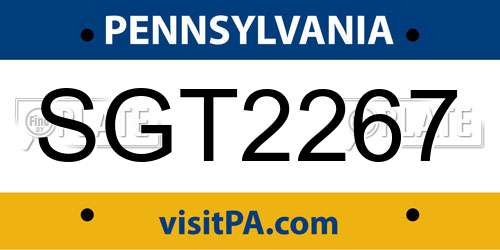 SGT2267 Pennsylvania License Plate