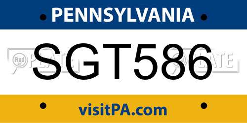 SGT586 Pennsylvania License Plate