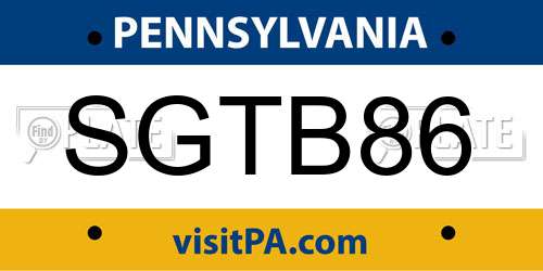 SGTB86 Pennsylvania License Plate