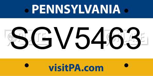SGV5463 Pennsylvania License Plate