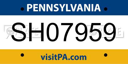 SH07959 Pennsylvania License Plate