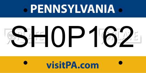 SH0P162 Pennsylvania License Plate