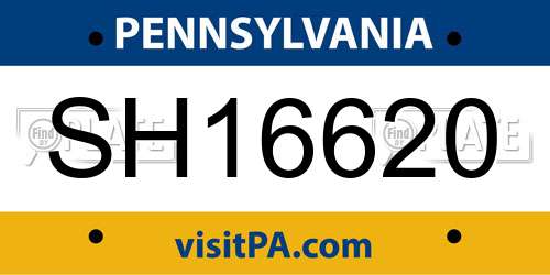 SH16620 Pennsylvania License Plate