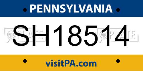 SH18514 Pennsylvania License Plate