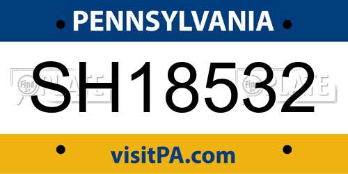 SH18532 Pennsylvania License Plate
