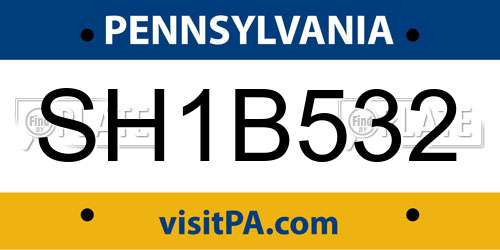 SH1B532 Pennsylvania License Plate
