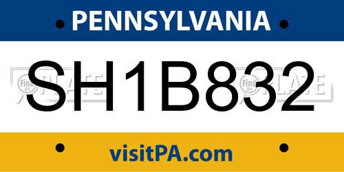 SH1B832 Pennsylvania License Plate