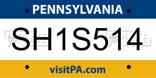 SH1S514 Pennsylvania License Plate