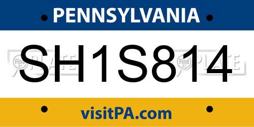 SH1S814 Pennsylvania License Plate