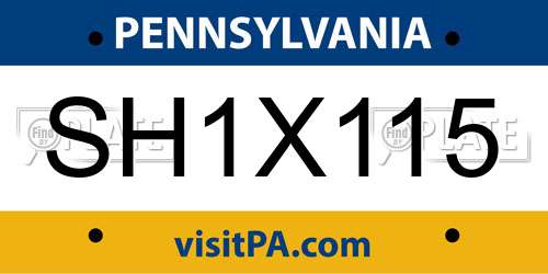 SH1X115 Pennsylvania License Plate