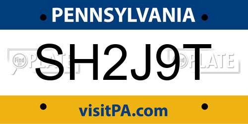 SH2J9T Pennsylvania License Plate