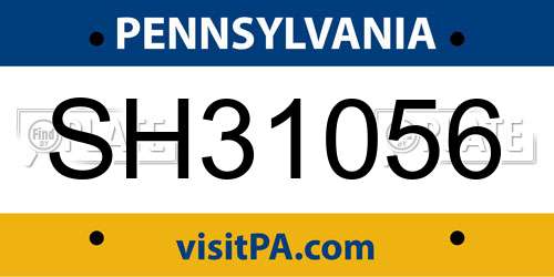 SH31056 Pennsylvania License Plate