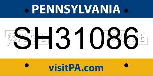 SH31086 Pennsylvania License Plate