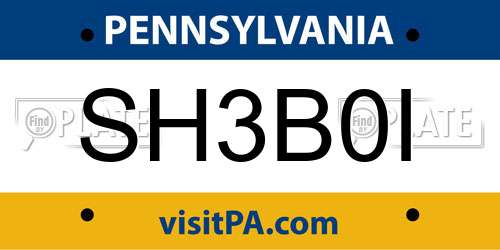 SH3B0I Pennsylvania License Plate