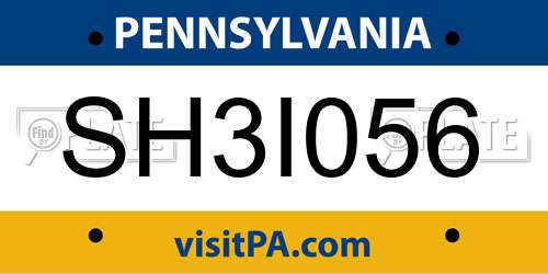 SH3I056 Pennsylvania License Plate