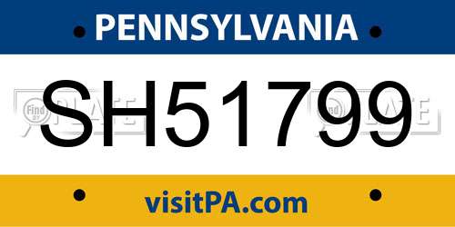 SH51799 Pennsylvania License Plate