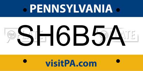 SH6B5A Pennsylvania License Plate