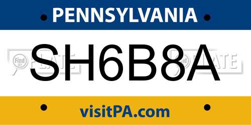 SH6B8A Pennsylvania License Plate