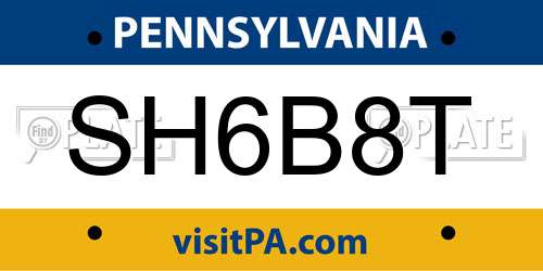 SH6B8T Pennsylvania License Plate