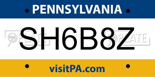 SH6B8Z Pennsylvania License Plate