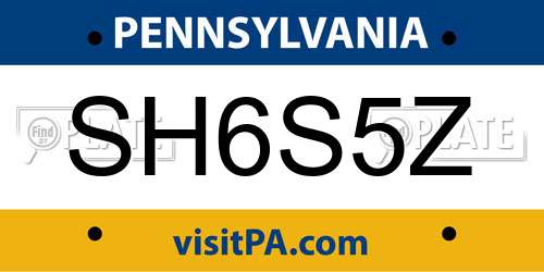 SH6S5Z Pennsylvania License Plate