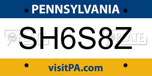 SH6S8Z Pennsylvania License Plate
