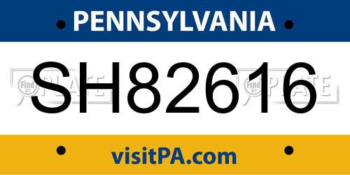 SH82616 Pennsylvania License Plate
