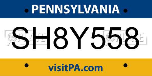 SH8Y558 Pennsylvania License Plate