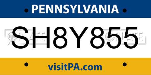 SH8Y855 Pennsylvania License Plate