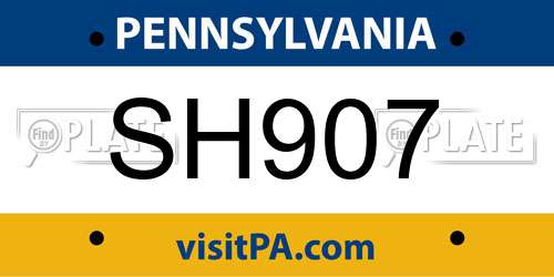 SH907 Pennsylvania License Plate