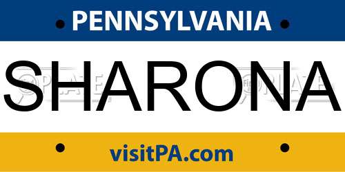 SHARONA Pennsylvania License Plate