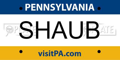 SHAUB Pennsylvania License Plate