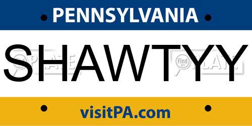 SHAWTYY Pennsylvania License Plate