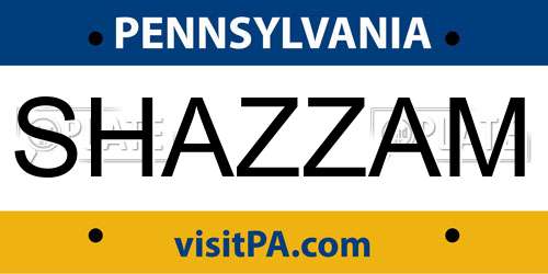 SHAZZAM Pennsylvania License Plate